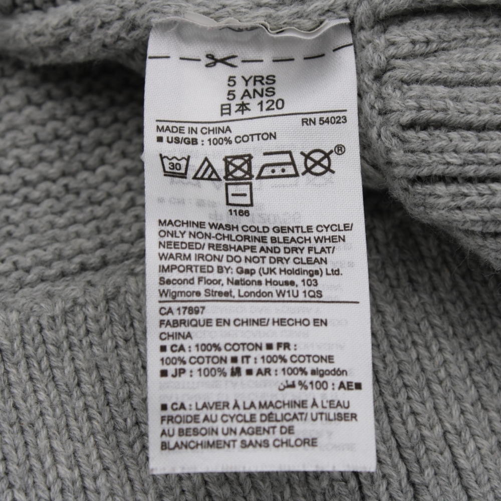 Girls BabyGAP Size 5 Sage Green & Light Grey Knitted Poncho with Hood - Picture 6 of 6